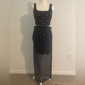 Free People Blue and Purple Floral Maxi Pencil Skirt Set Size Small